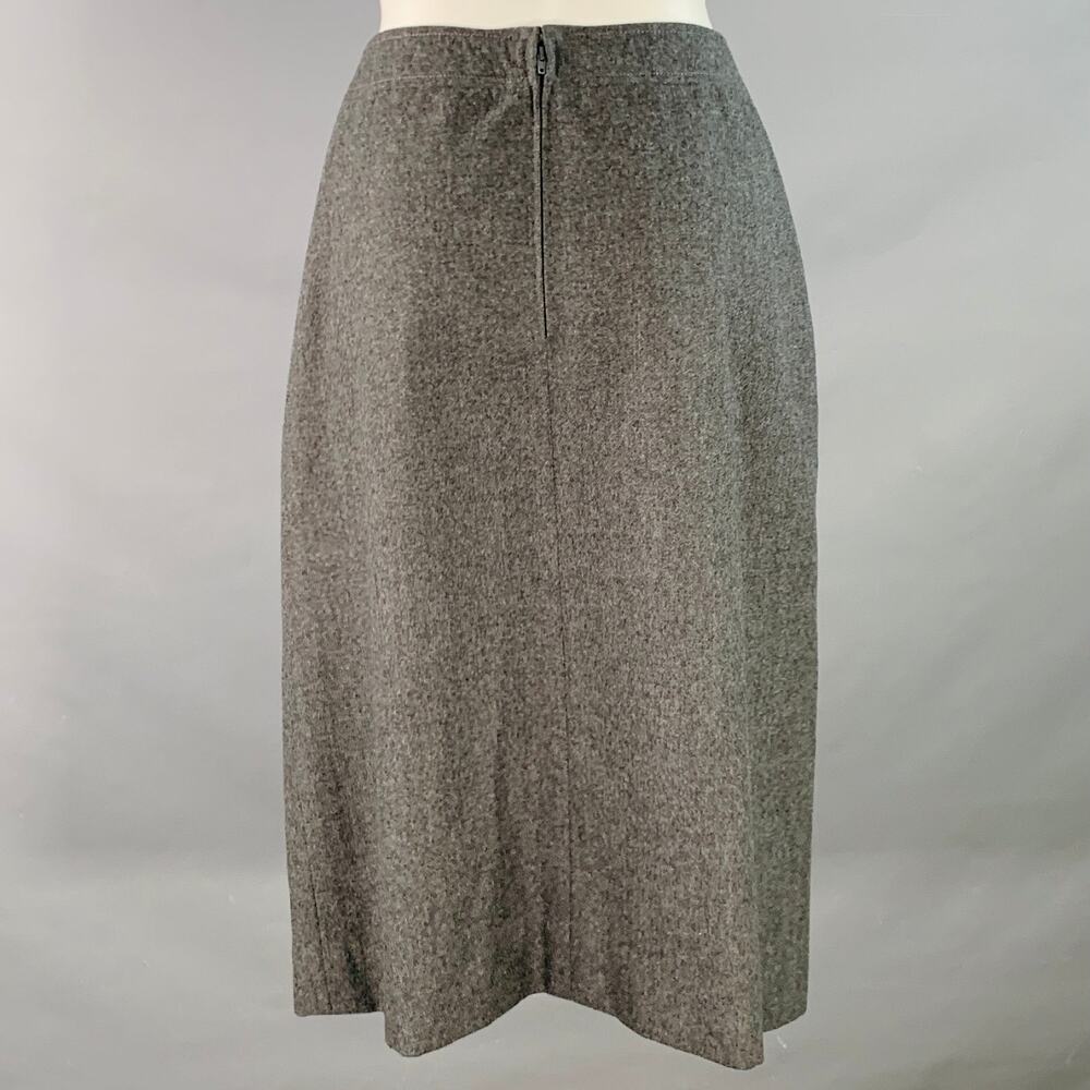 CELINE Size 8 Grey Wool Heather Pleated Pencil Midi Skirt - Picture 3 of 5